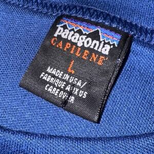 Patagonia Capilene Shirt Mens Large Blue Long Sleeve Base Layer Athletic USA